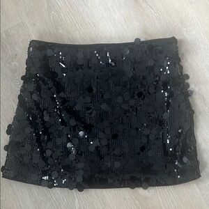 Cider Black Sequin Bubble Mini Skirt